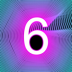 number six neon sixth concept 6 symbol 3d collection	
