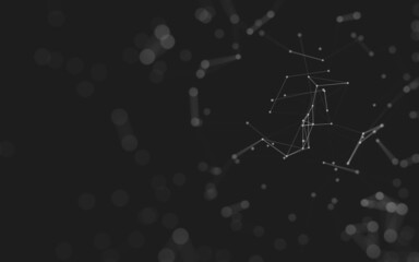 Abstract background. Molecules technology with polygonal shapes, connecting dots and lines. Connection structure. Big data visualization.