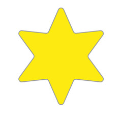 Yellow six-pointed star icon. Design element. Simple flat picture. Hand drawn art. Vector illustration. Stock image. EPS 10.