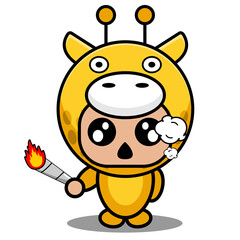 vector cartoon character mascot costume cute animal giraffe smoking