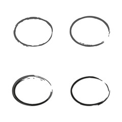 Black ink oval icon. Abstract geometric figure. Hand drawn art. Design element. Vector illustration. Stock image. EPS 10.