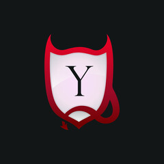 Devil Shield Horn With Letter Y Emblem Logo - Vector File