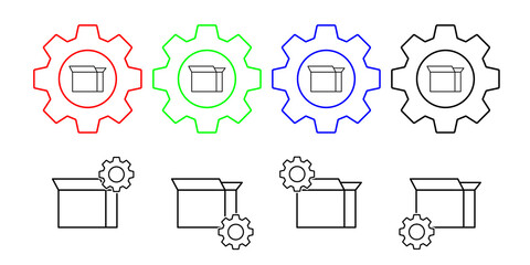 Box opened vector icon in gear set illustration for ui and ux, website or mobile application