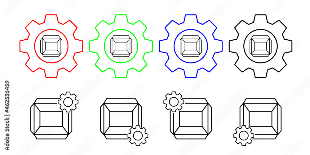 Poster box opened vector icon in gear set illustration for ui and ux, website or mobile application