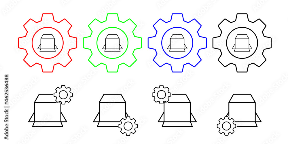 Poster box opened vector icon in gear set illustration for ui and ux, website or mobile application