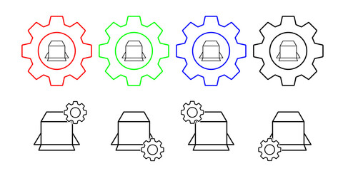 Box opened vector icon in gear set illustration for ui and ux, website or mobile application