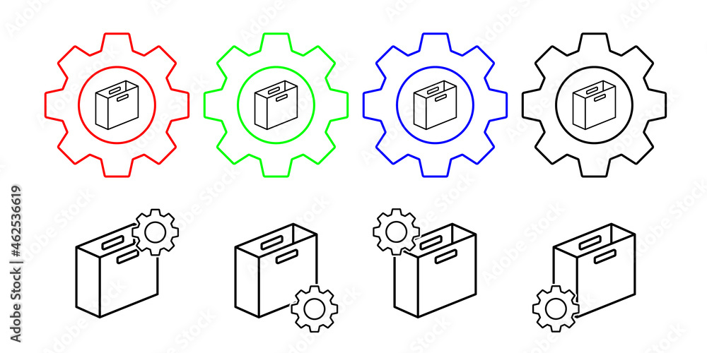 Poster box opened vector icon in gear set illustration for ui and ux, website or mobile application