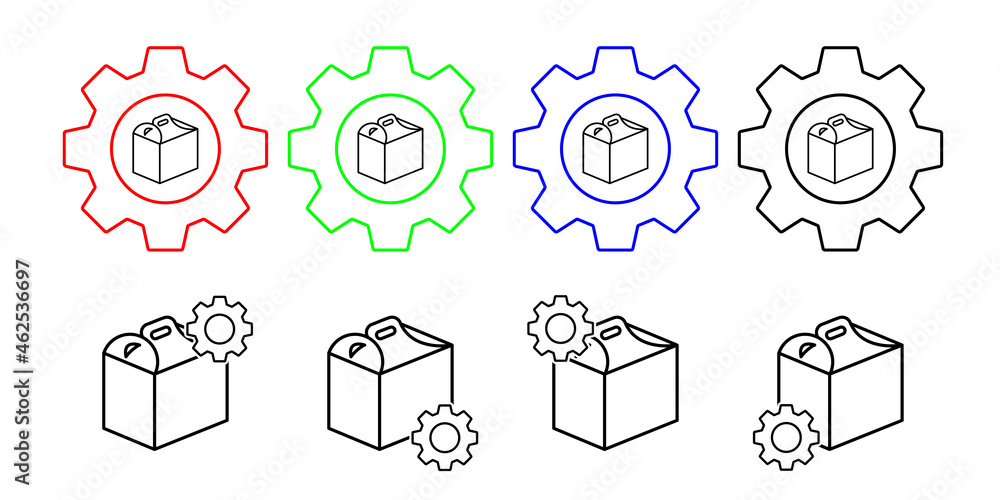 Poster box opened vector icon in gear set illustration for ui and ux, website or mobile application