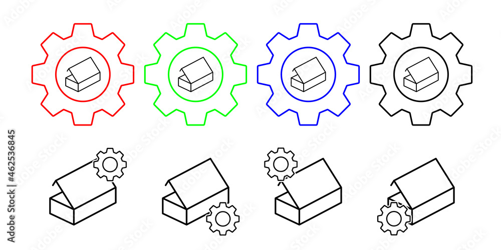 Poster box closed vector icon in gear set illustration for ui and ux, website or mobile application