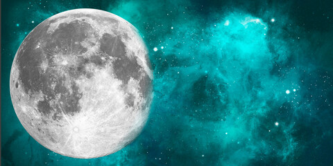 Moon and nebula space illustration 