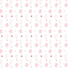 Seamless pattern with Small Pink palm with pink dots on a White Background.