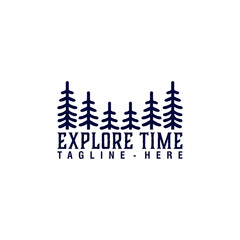 Monoline pine tree logo design