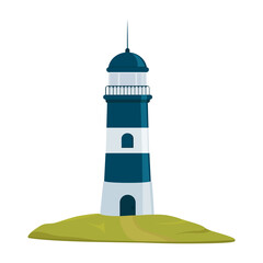 Vector illustration of a lighthouse isolated on a white background.