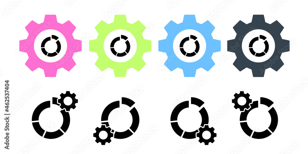 Poster chart donut transitions vector icon in gear set illustration for ui and ux, website or mobile applic