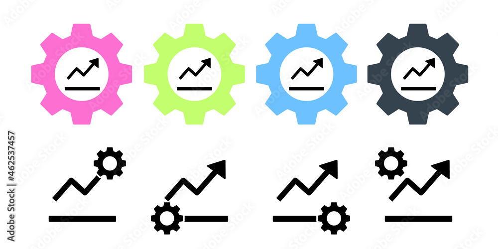 Poster chart arrow up vector icon in gear set illustration for ui and ux, website or mobile application