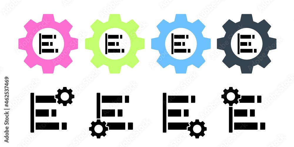 Aufkleber chart column vector icon in gear set illustration for ui and ux, website or mobile application