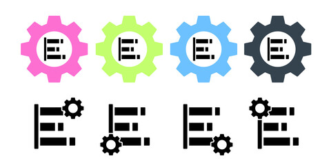 Chart column vector icon in gear set illustration for ui and ux, website or mobile application