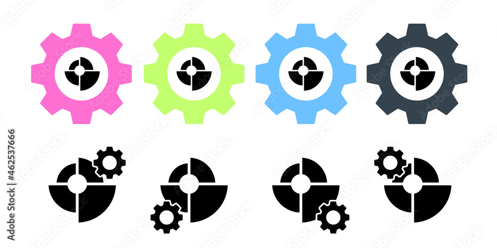 Aufkleber chart pie diagram vector icon in gear set illustration for ui and ux, website or mobile application