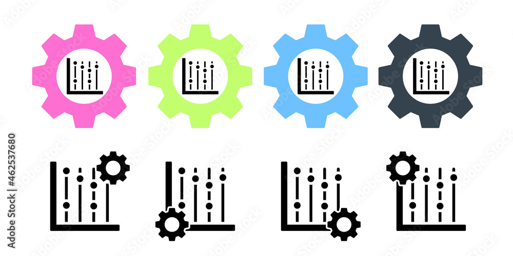 Poster chart graph diagram line vector icon in gear set illustration for ui and ux, website or mobile appli