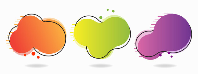 isolated colorful fluid curve oval circle symbols in orange, green, purple banner element for decorating background, wallpaper, texture, icon, label etc. vector design.