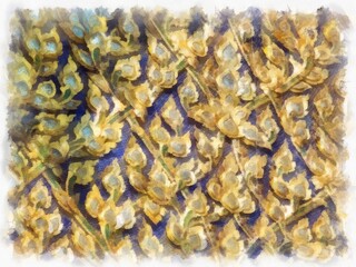 Ancient architecture of Thailand watercolor style illustration impressionist painting.