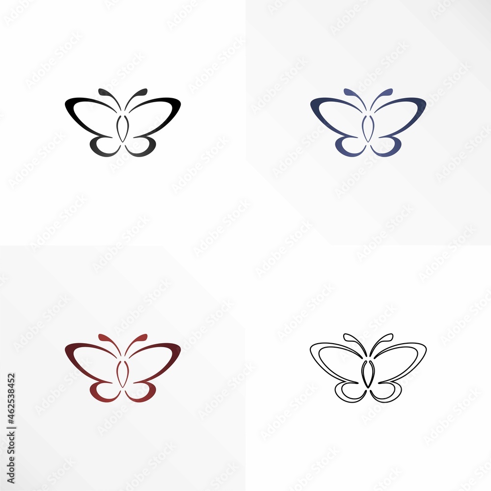 Poster simple and unique butterfly in line art shape image graphic icon logo design abstract concept vector