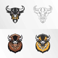 buffalo head that looks fierce image graphic icon logo design abstract concept vector stock. Can be used as symbols related to animal or character or animal
