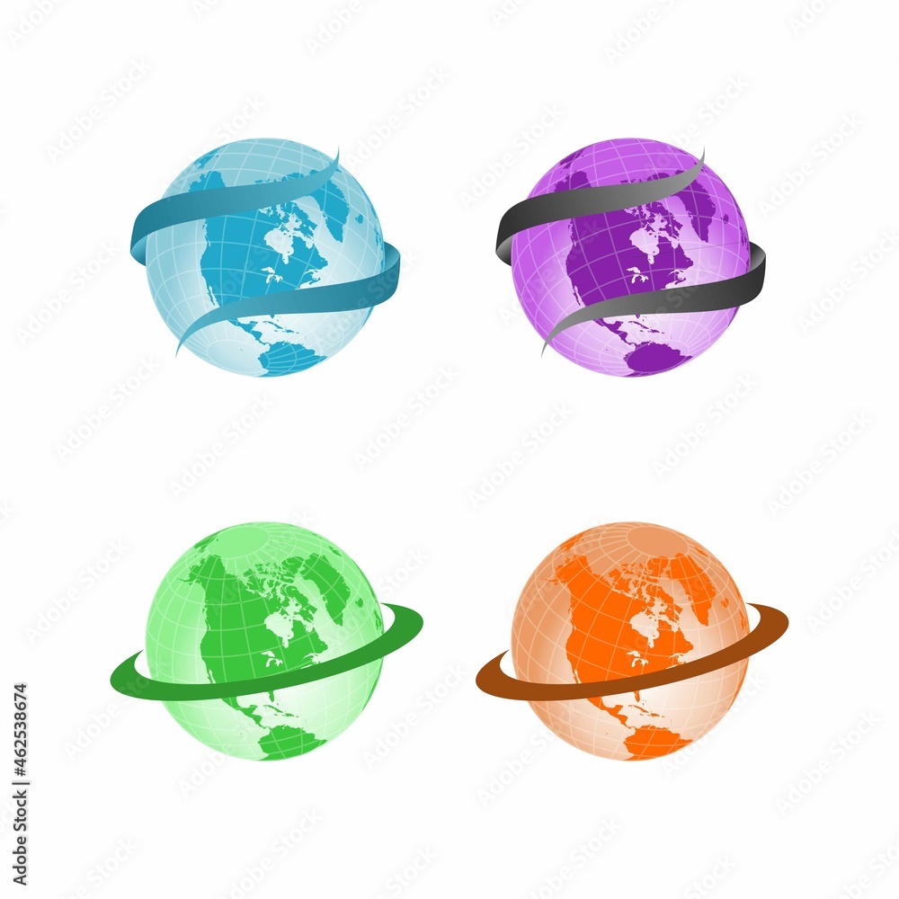 Poster round earth map with variation image graphic icon logo design abstract concept vector stock. can be 