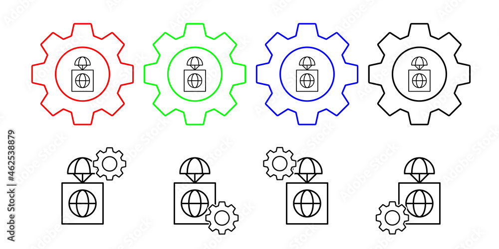 Poster global premise field outline vector icon in gear set illustration for ui and ux, website or mobile a