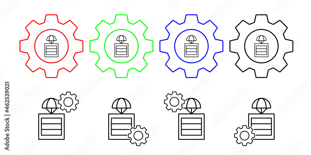 Aufkleber parachuting field outline vector icon in gear set illustration for ui and ux, website or mobile appl
