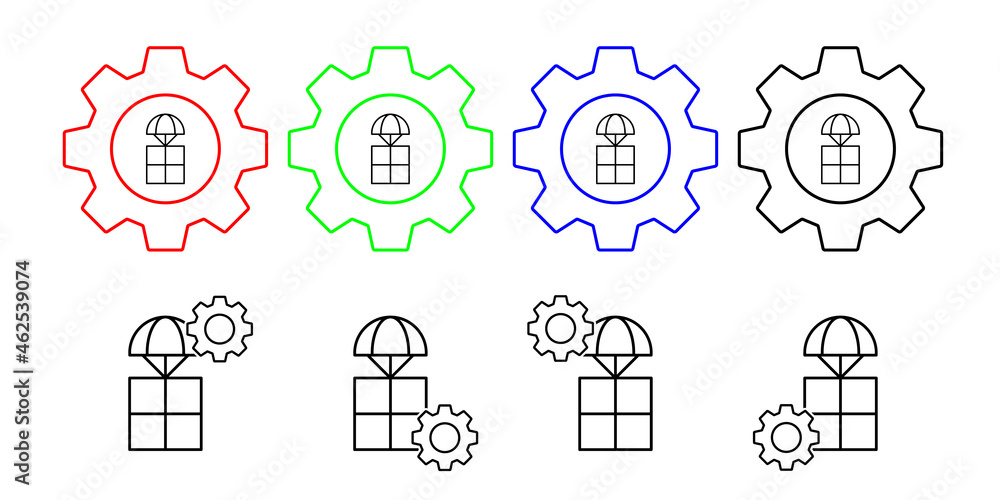 Aufkleber parachuting field outline vector icon in gear set illustration for ui and ux, website or mobile appl