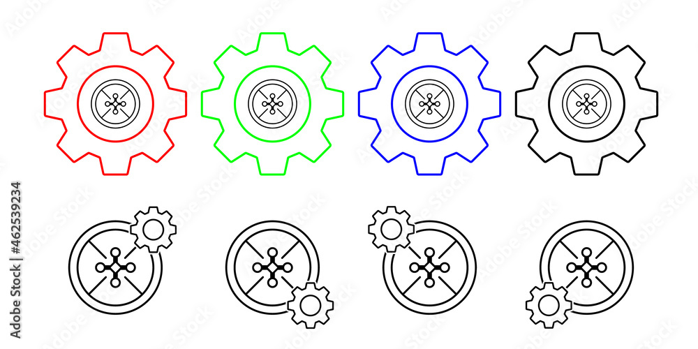 Poster drone field outline vector icon in gear set illustration for ui and ux, website or mobile applicatio