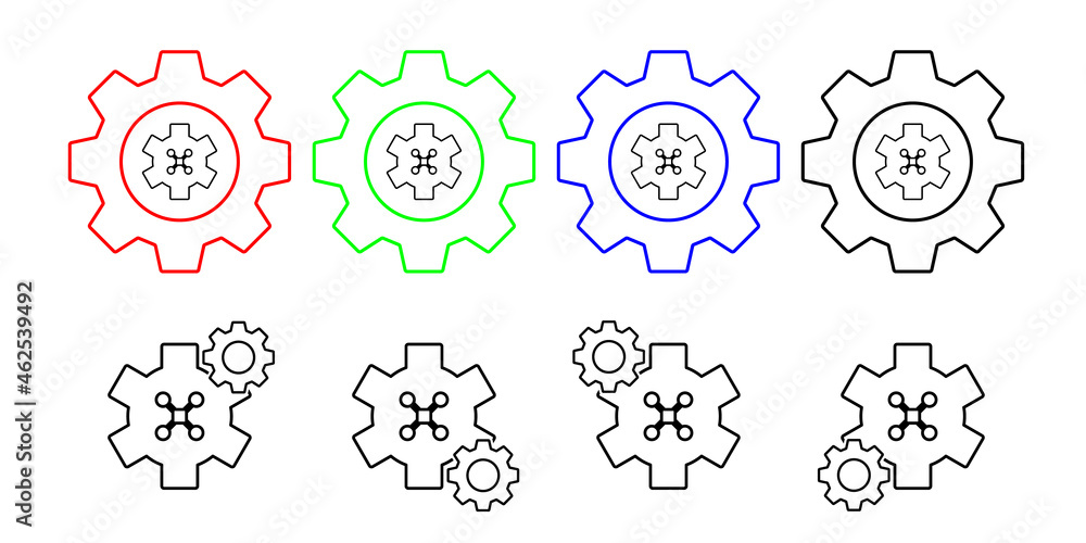 Poster control of drones field outline vector icon in gear set illustration for ui and ux, website or mobil