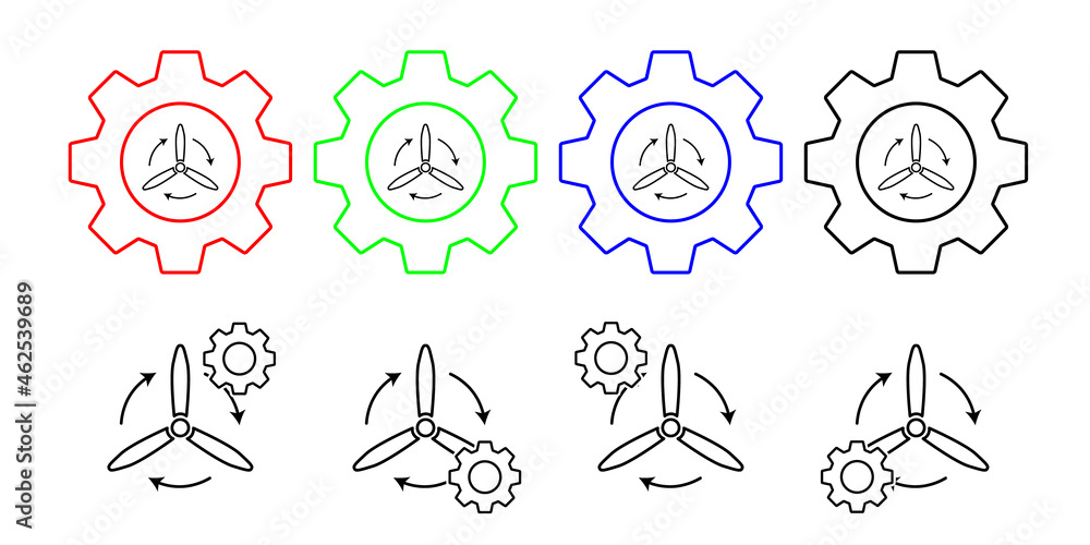 Poster propeller field outline vector icon in gear set illustration for ui and ux, website or mobile applic