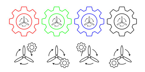 Fototapeta premium Propeller field outline vector icon in gear set illustration for ui and ux, website or mobile application