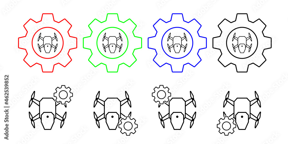 Aufkleber drone field outline vector icon in gear set illustration for ui and ux, website or mobile applicatio