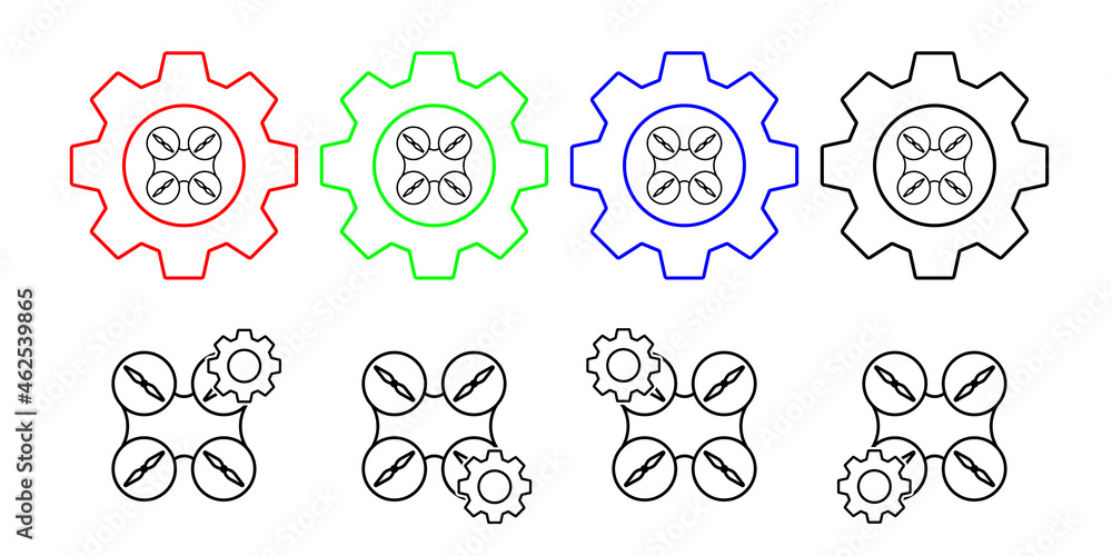 Aufkleber drone propellers field outline vector icon in gear set illustration for ui and ux, website or mobile