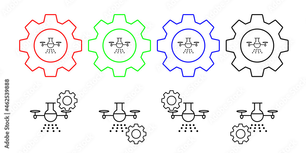 Poster laboratory drone field outline vector icon in gear set illustration for ui and ux, website or mobile