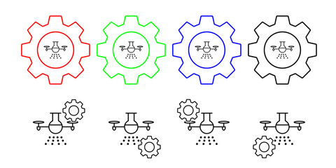 Laboratory drone field outline vector icon in gear set illustration for ui and ux, website or mobile application