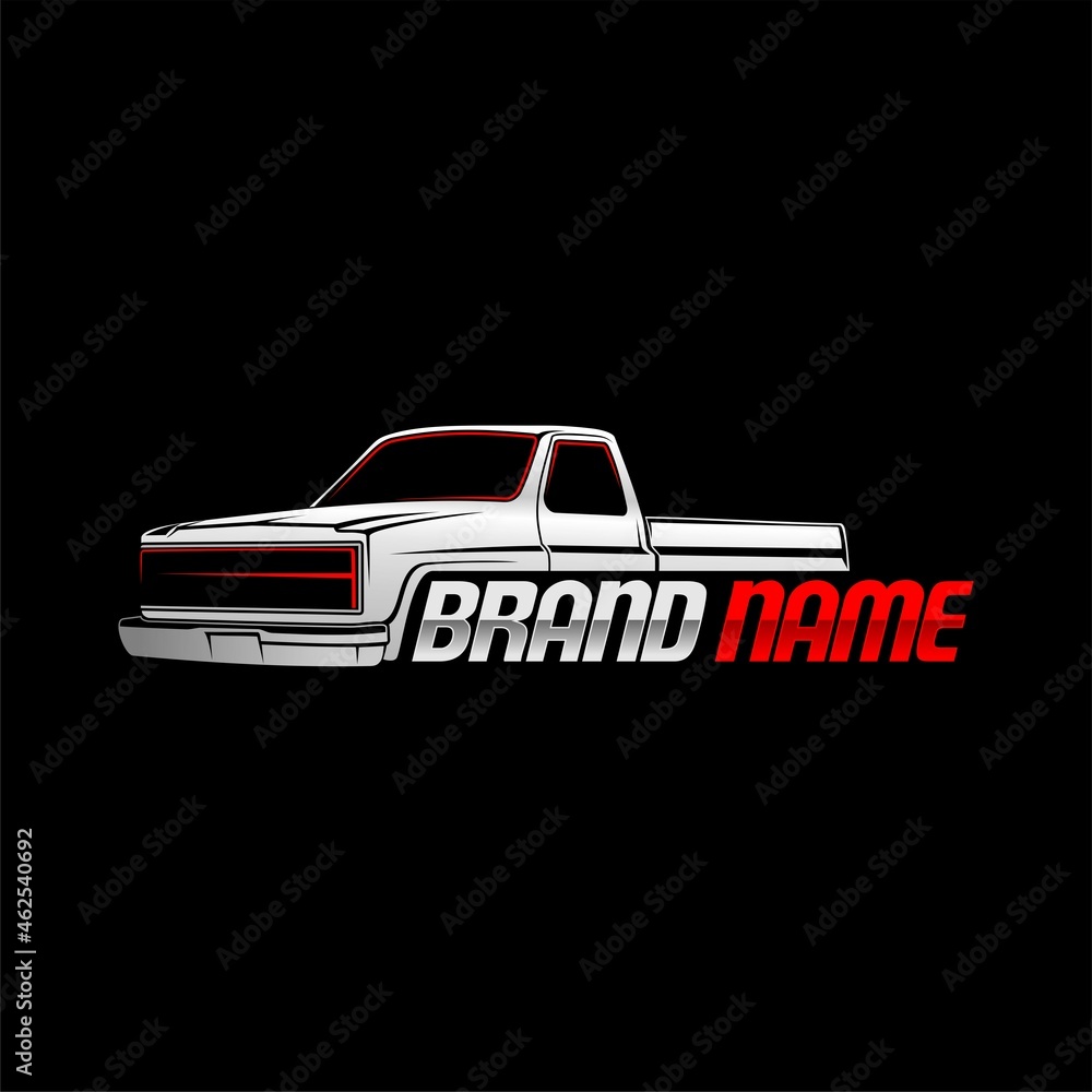 Wall mural pickup truck classic logo template with black background