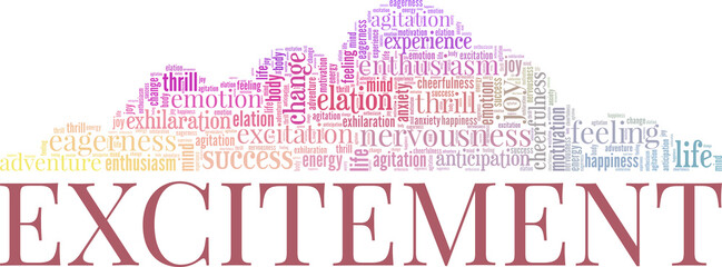 Fototapeta premium Excitement vector illustration word cloud isolated on white background.