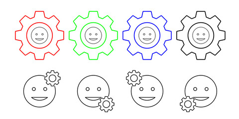 Happy, smiling, emotions vector icon in gear set illustration for ui and ux, website or mobile application