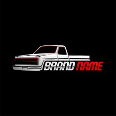 pickup truck classic logo template with black background