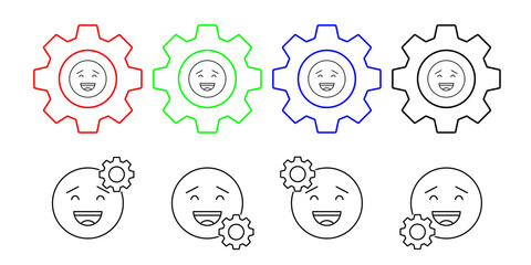 Awkward, smile, emotion vector icon in gear set illustration for ui and ux, website or mobile application