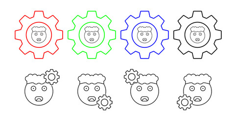 Mind blown, emotions vector icon in gear set illustration for ui and ux, website or mobile application
