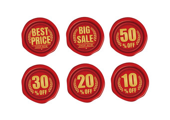 Discount icon illustration set for ecommerce site etc. ( sealing wax motif )