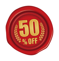 50% off icon illustration  for ecommerce site etc. ( sealing wax motif )