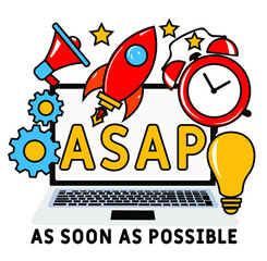 ASAP - As Soon As Possible acronym. business concept background. Vector illustration for website banner, marketing materials, business presentation, online advertising