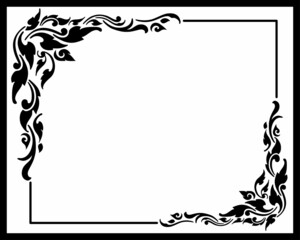 Thai art frame border design, floral line decoration