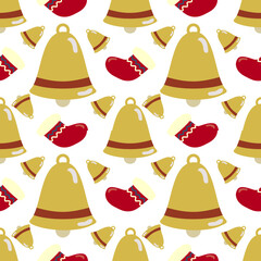 Seamless pattern for Christmas on a white background with gold elements Christmas. Beautiful pattern for a luxurious gift wrapping paper, t-shirts, greeting cards